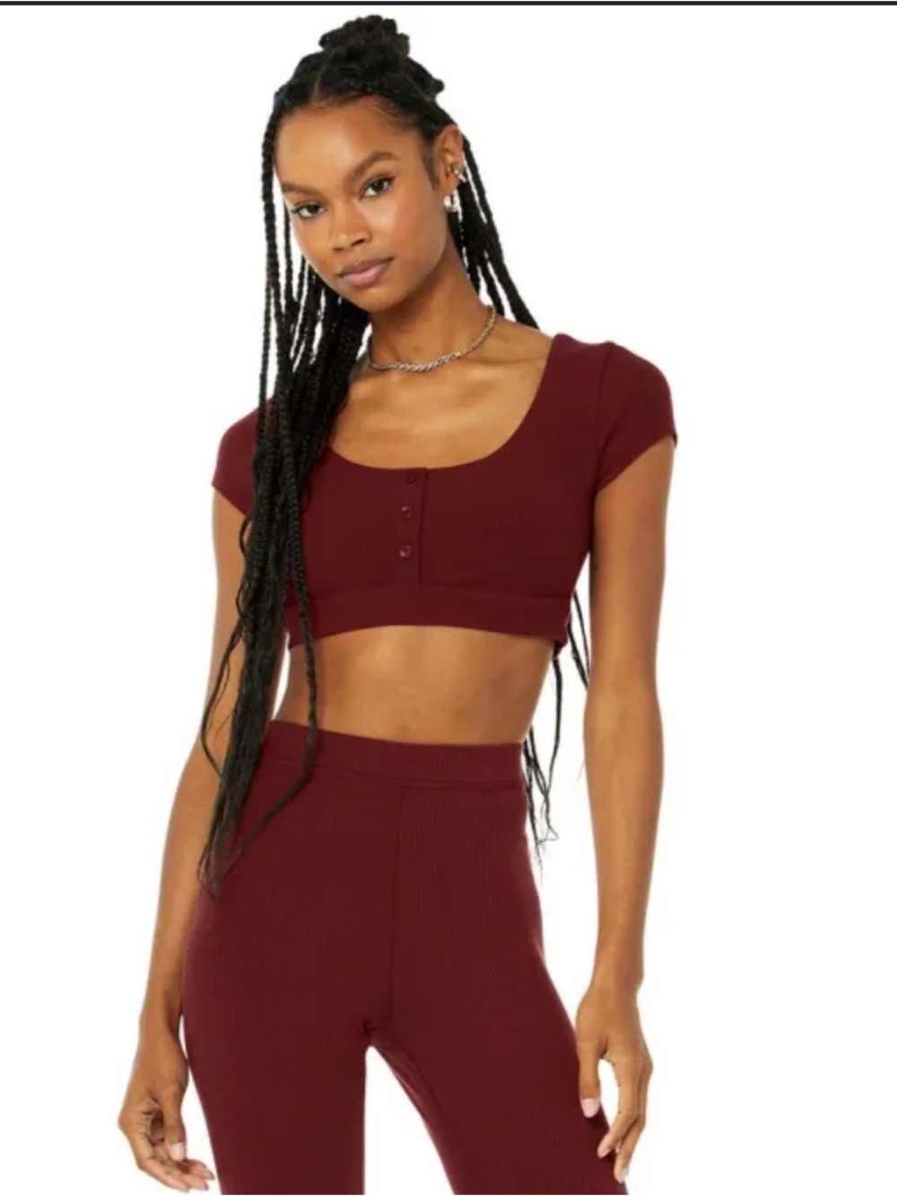 Alo Yoga Ribbed set in Cranberry